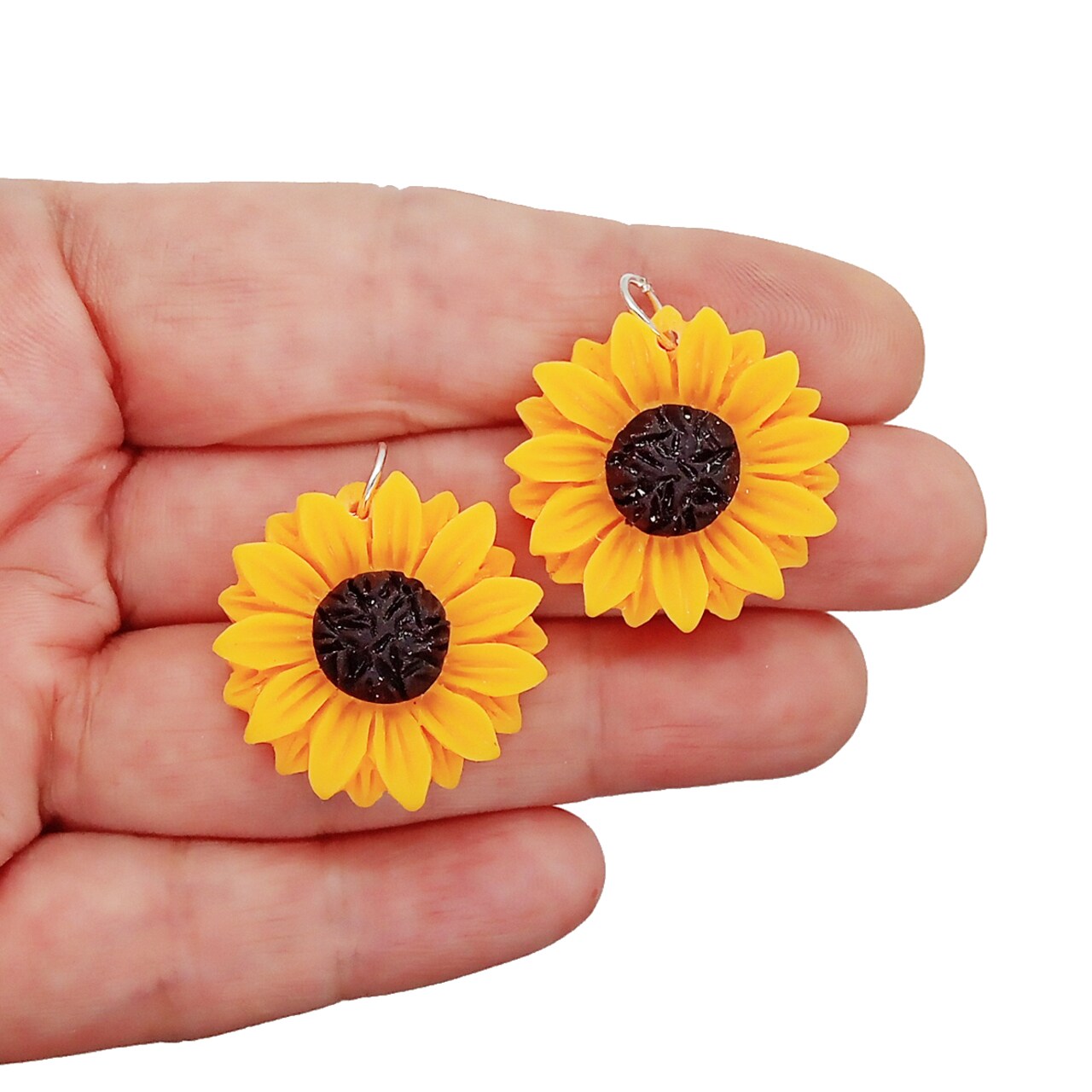 Sunflower Charms, 2 pieces, Cute Resin Cabochon Flower Pendants, Adorabilities